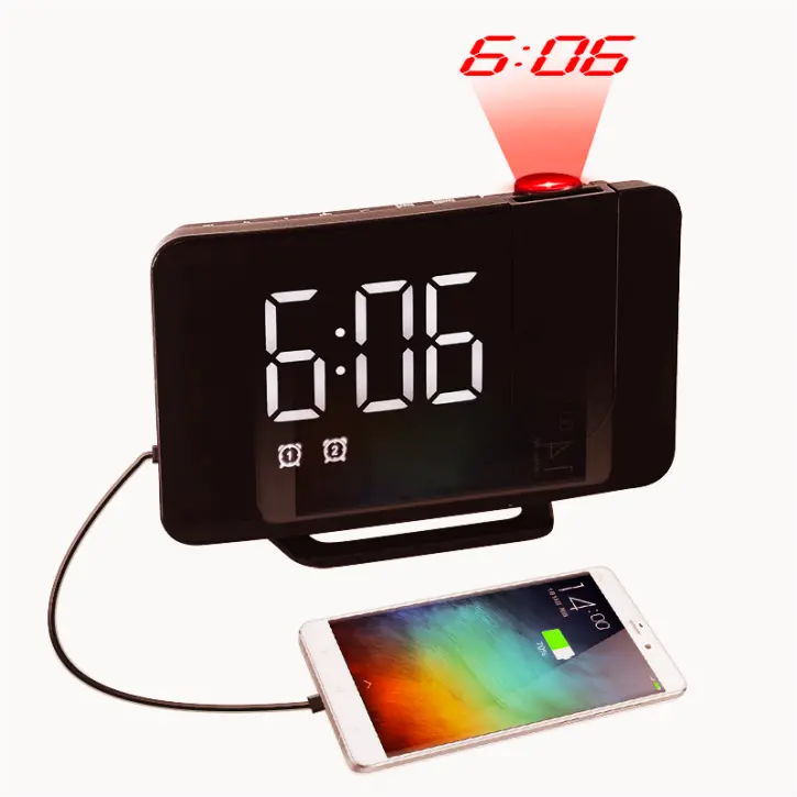 simple LED projection digital, clock student bedside alarm clock date luminous electronic watch plug in clock mute/
