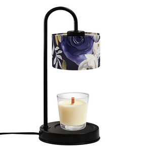 Lámpara Calentadora de Velas Eléctrica con Pantalla de Lino, Flores Moradas Oscuras, Brillo Ajustable, Decoración de Mesa para el Hogar, Quemador de Aromas - Product Image 4
