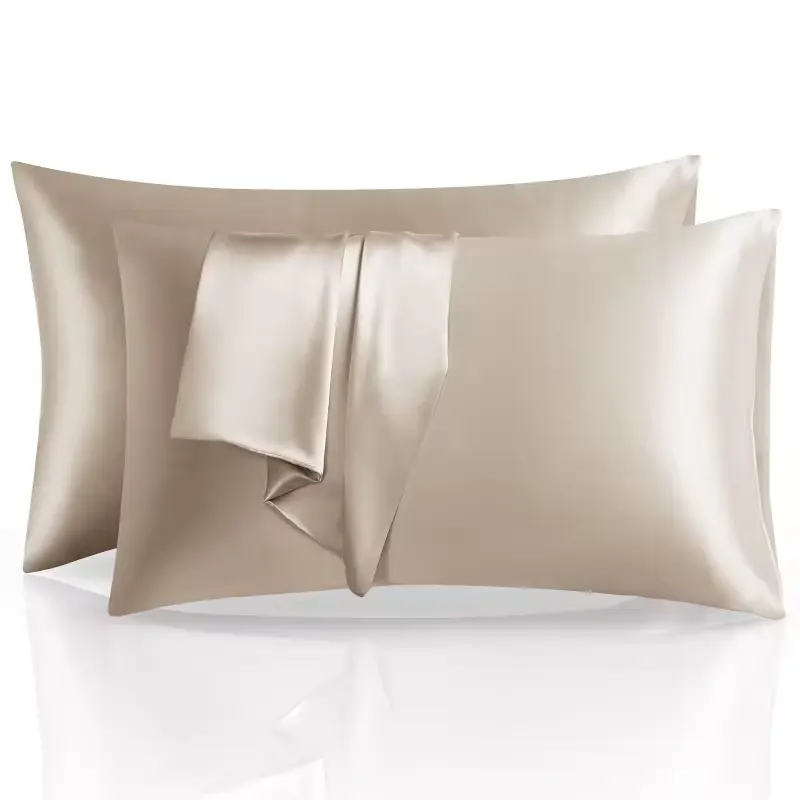 Luxury 2-Pack Mulberry Silk Satin Pillowcase Soft Custom European Style Cushion Cover Hidden Zipper Sleeping Hotel Use