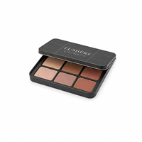 Palette de voyage rectangulaire personnalisée 6 couleurs pour fards à paupières et blush, boîte vide en fer blanc recyclable pour poudre libre et cosmétiques gaufrés