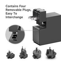 Adaptador de corriente universal de 66W con enchufes intercambiables para EE. UU. Reino Unido AU EU 4 enchufes extraíbles para Mini PC portátil resistente