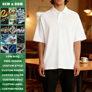 Custom Embroidered Print Pique Knit 100% Cotton Breathable Oversized Short Sleeve Unisex Summer Shirt Corporate Uniform Wear - Product Image 3