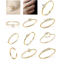 925 Sterling Cincin Emas Jari Perak, Cincin Salib Cantik 2 Pembeli Wanita