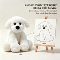 Peluche personnalisée chien blanc moelleux, jouet en peluche doux, poupée chien, broderie personnalisée OEM ODM pour cadeau enfant