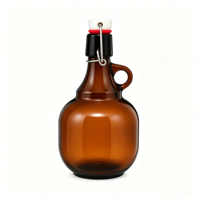 Carafe en verre ambré avec couvercle à bascule et poignée, grande capacité, pour la fabrication de vin, bière, cidre et miad maison