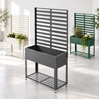 Jardinière en métal avec treillis, potager surélevé sur roues, fabricant de conteneurs de plantation extérieurs sur mesure pour les distributeurs