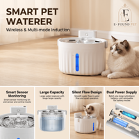 Fontaine à eau sans fil pour chat, intérieur, acier inoxydable, plateau en plastique, batterie rechargeable 5000 mAh, étanche, capteur de mouvement automatique