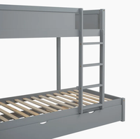 Lit superposé avec bureau, tiroirs et lit gigogne gris, lit double sur lit double gigogne, lits à deux niveaux pour enfants et adultes