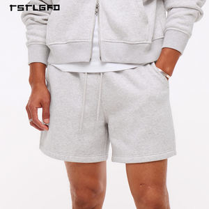 Shorts de jogging en coton molletonné épais et lourd, style streetwear uni avec cordon de serrage pour hommes – Vente en gros - Product Image 1
