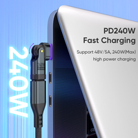 Connecteur de charge rapide PD240W 5A, tête 16 broches, adaptateur magnétique à 180 degrés pour téléphones portables et ordinateurs portables Android et iOS