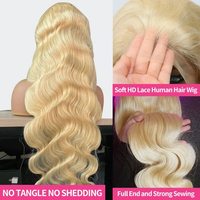Expédition Rapide 3 paires/lot Perruques Lace Front en Cheveux Humains Brésiliens Remy, Longues Blondes, HD Transparentes, avec Baby Hair, Densité 250%