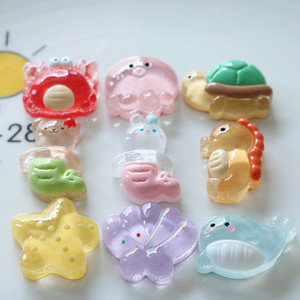 Transparent animal marin sirène diffusion en direct nouveaux accessoires de bricolage broche matériel fait à <span class=keywords><strong>la</strong></span> main nord 14 perles breloques en résine plastique - Product Image 3