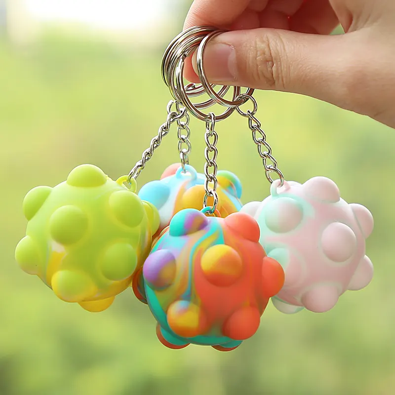 2022 Newest 3D Ball Shape Push Fidget Toy Mini Keychain Play Keychain Big Fidget Toys