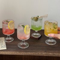 Gobelet en verre gaufré vintage à motifs variés, avec pied, pour jus, cocktails, desserts, pour la maison, les restaurants, les mariages, la vaisselle de table