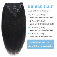 Extensions de cheveux humains lisses et bouclés à clipser, couleur naturelle, brésiliennes, 100% Remy, 120G, 8 pièces/ensemble, pour tête entière, fabriquées en Chine continentale