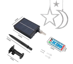 Rideau lumineux <span class=keywords><strong>solaire</strong></span> à 138 LED <span class=keywords><strong>étoile</strong></span>s et lune, télécommande, 8 modes, lumière de fenêtre <span class=keywords><strong>étoile</strong></span> lune, lumière du Ramadan pour les fêtes - Product Image 3