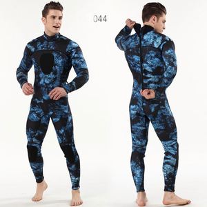 Combinaison de plongée en néoprène bleu camouflage 3 mm, une pièce, fermeture éclair au dos, renfort pour le genou et la poitrine, manches longues, plongée sous-marine, pagaie, pêche sous-marine - Product Image 1