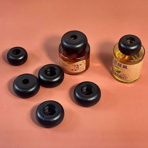 Round black 28-tooth glass bottle with flameless aromatherapy <b>diffuser</b> and wooden lid; perfume <b>diffuser</b> and essential <b>oil</b> - Product Image 2