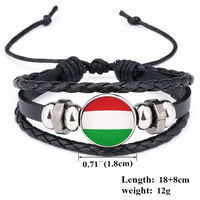 Bracelet en cuir avec perles cabochon en verre à bouton-pression, drapeaux nationaux de 233 pays et régions, bijoux pour la fête de l'indépendance