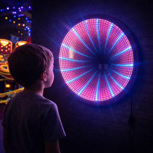 Specchio Infinito Rotondo a LED per Stimolazione Sensoriale e Calma dei Bambini - Giocattolo Educativo - Product Image 1