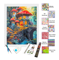 Kit de Peinture Diamant Champignon 3D Stéréo Grand Format pour Décoration Murale Maison, Style Tendance, avec Perles Rondes et Couverture Complète
