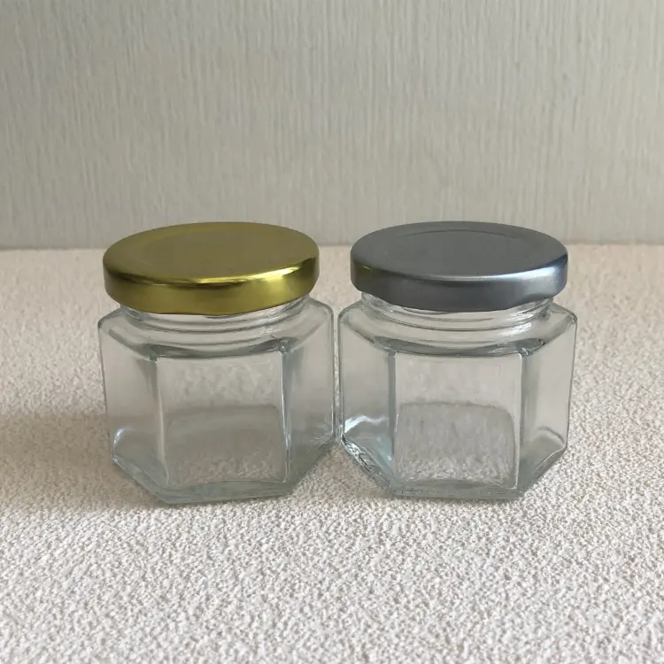 Goedkope Prijs 45Ml 50G Kleine Honing Supplement Fles Magnetische Kruidenpotjes Hexagon Glas