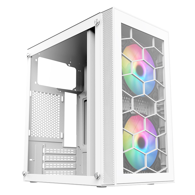 White Micro ATX Desktop Computer Hardware PC Case Cabinet CPU Computer Case & Tower