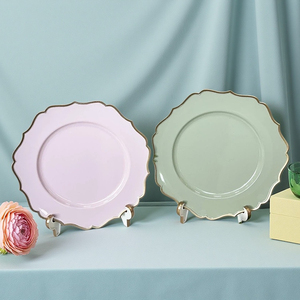 Décoration de mariage et de noël dessous plates de dîner de luxe plate de recharge en plastique sage pour la maison - Product Image 1