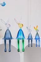 Décorations d'intérieur de luxe créatives faites à la main, en fer et résine, ornements de lapin aux longues oreilles assis pour les meubles TV et les entrées