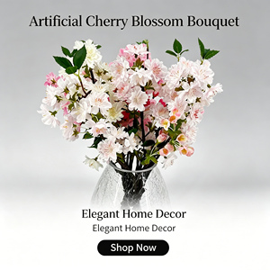 Fleur artificielle en soie, directement de l'usine, 48 cm, simulation de fleur de cerisier, bouquet pour mariage, décoration intérieure et extérieure. - Product Image 3