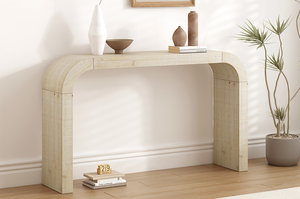 Modern Luxury Solid Wood <b>Console</b> <b>Table</b> with Curved Edge and Storage Natural Texture for Entryways Living Rooms Villas - Product Image 4