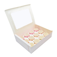 Boîtes à cupcakes personnalisées en usine, individuelles, avec 2, 4, 6, 12 ou 24 trous, fenêtre en PET, pliables, en papier blanc, pour emballages de gâteaux et de muffins