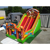Château gonflable à thème zoo avec toboggan combiné pour enfants, maison de saut gonflable d'extérieur avec toboggan double piste pour fêtes