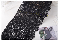 Lebar 30cm Renda Bordir Hitam-Putih untuk Dekorasi DIY pada Pinggiran Rok, Pakaian, Gorden 60g Sutra Susu Jepang.