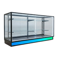Vitrine de présentation pour magasin de tabac avec éclairage LED néon, cadre Extra Vision, en verre, noir et argent, 4-6 pieds