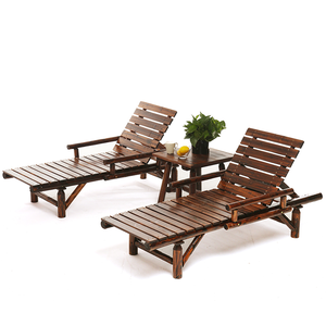Chaises longues de plage pliantes en bois d'extérieur en gros à prix réduit avec coussin - Product Image 5