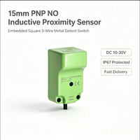 Capteur de proximité inductif carré intégré PNP NO 15 mm, 3 fils, DC 10-30 V, interrupteur de détection de métal