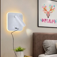Lampe murale LED moderne en aluminium noir pour hôtel, lecture, USB/Type-C, température de couleur réglable pour chambre à coucher, salon, chevet
