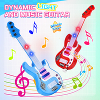 Dynamic Musical Guitar Toy with Light Electric Four-string Guitar Early Educational Toy Music Instrument for Kids