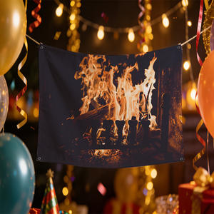 Bandera de <span class=keywords><strong>Chimenea</strong></span> con Diseño de <span class=keywords><strong>Fuego</strong></span> Ardiente de 90x150cm, Cálida para Cualquier Espacio - Ideal para Cafés, Bares, Hogares y Fiestas - Product Image 4