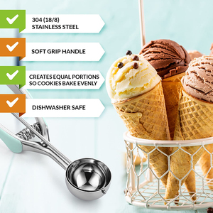 Cuchara de Acero Inoxidable de Lujo para Galletas, Cuchara Ecológica con Resorte para Helado, Melón, Bolas de Proteína, Albóndigas - Product Image 5