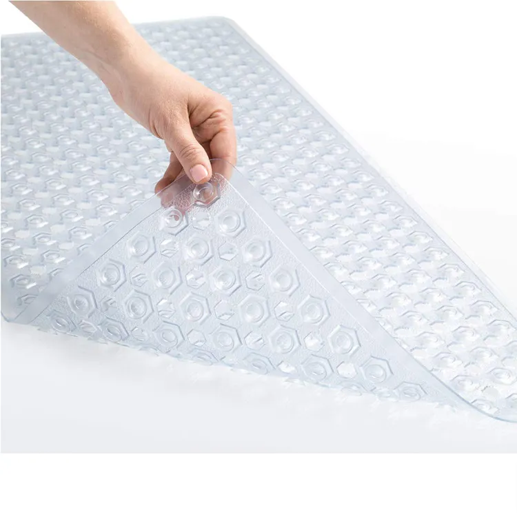 Tappetino da bagno Extra lungo in Silicone trasparente antiscivolo per bagno antiscivolo bianco in PVC tappetino da bagno doccia con ventosa