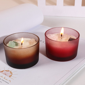 <span class=keywords><strong>Bougie</strong></span> d'aromathérapie en verre avec pierre de cristal et cire de soja, ornement parfumé coloré pour la maison, idéale comme cadeau de mariage, vente en gros - Product Image 3