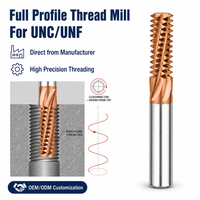 Fraise à fileter à profil complet UNC UNF pour acier, en carbure monobloc revêtu, pour usinage CNC, haute efficacité, usage général, spirale profonde