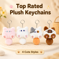 Lot de 12 porte-clés en peluche chat mignon, breloques de sac en peluche dessin animé Kawaii, pour clés de voiture, sacs à main, portefeuilles, pour femmes, cadeau de Noël