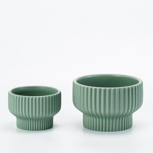 Pot de fleurs en céramique émaillée à rayures blanches, style campagnard, pour <span class=keywords><strong>jardin</strong></span> d'intérieur, planteur d'orchidées, pépinière, usage <span class=keywords><strong>extérieur</strong></span>, <span class=keywords><strong>idée</strong></span> <span class=keywords><strong>cadeau</strong></span> parfaite - Product Image 1