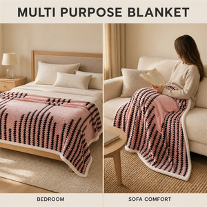 Manta de Sherpa de doble cara con estampado de árboles rosas, cálida para dormitorio, envío rápido desde Polonia, stock UE - Product Image 3