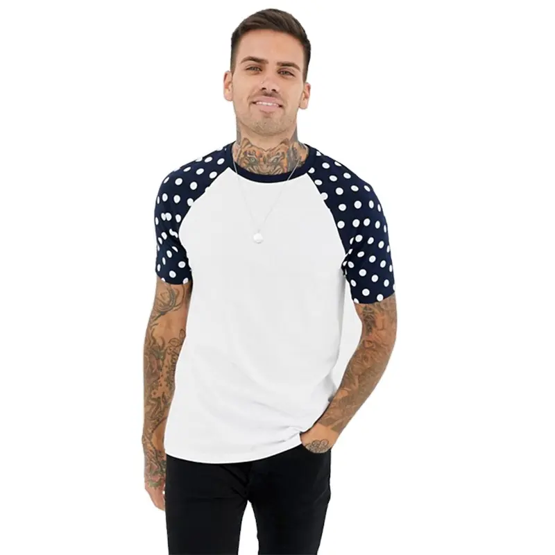 Re giovane men cool sports jersey di DISEGNO con polka dot stampato maniche raglan t-shirt girocollo homme