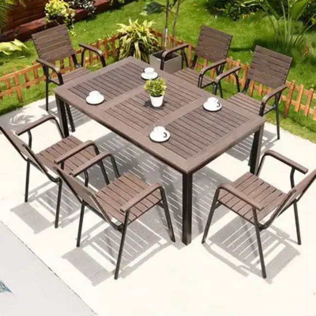 Sedia da esterno da giardino per Patio da pranzo in legno di plastica di vendita calda impermeabile per mobili da esterno