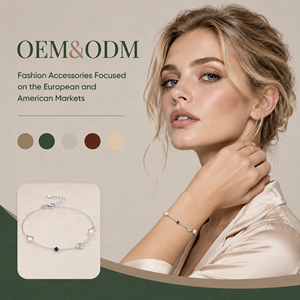 Bracelet en acier inoxydable avec perles plates rondes, cristal bleu bicône et cercles concentriques, bijou délicat pour femme, usage quotidien, personnalisable, vente en gros - Product Image 1